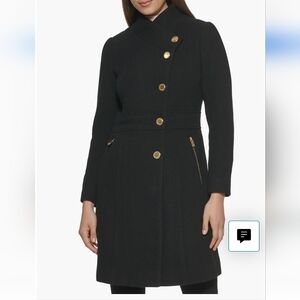 Guess Asymmetrical Button Front Coat black XL